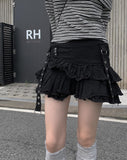 Reno Tiered Pleated Punching Mini Skirt