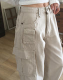 Tear pocket cargo wide cotton pants