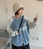 [unisex] Seiki Two-Way Color Matching Lettering Over Knit Zip-Up