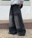 [unisex] Hiban Curved Denim Balloon Wide Pants