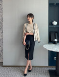 Sade Color Matching Short Sleeve Knit