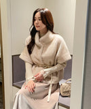 Meryl Eco Fur Mink Short Sleeve Cape Jacket (Belt Set)