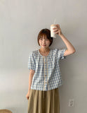 Hulco Lace Check Short Sleeve Blouse