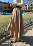Polsyu belted flared long skirt