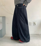 Sakui Front Cut Stitch Denim Wide Pants