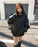 Saint High-Neck Unbalanced Leather Jacket