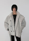 (3oz Quilting) FUR-COLLAR DOUBLE SHORT COAT