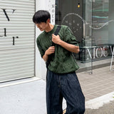 Cable knit short sleeve henry neck ver