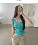 Trendy Mint Core Layered Recommendation Color Slim Fit Sleeveless