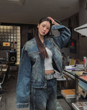 Ocean washing side cut denim pants