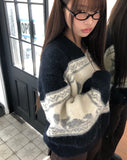 Mulley Nordic Collar Loose Fit Knit Zip-Up