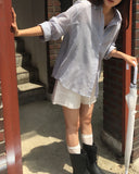 Tenon see-through check overfit long-sleeved shirt