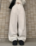 Snuggle White Cotton Wide Pants