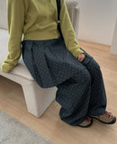 [BAONHAUS] Dendoru Ribbon Dot Raw Denim Pleats Wrap Skirt