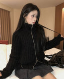 [MADE] Yura Two-Way High Neck Knit Zip-Up