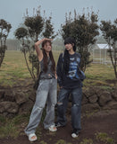 [U-DENIM] Summer ripped jeans wide denim pants