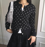 Hepo Dot Round Knit Cardigan