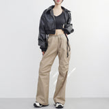 Viola cropped leather jacket