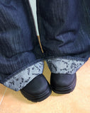 Jakan Flower Roll-up Wide Denim Pants