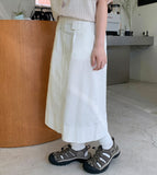 Retyu banding button cotton long skirt