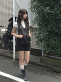 Seonu Dot See-through Layered Ribbon Sleeveless Blouse