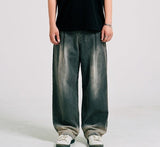 Dust Washing Wide Denim Pants