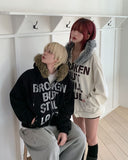 Loud Corduroy Stud Fur Hood Zip-Up