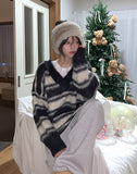 Poening Brush Stripe V-Neck Knit