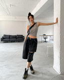 Shark Cutting Bermuda Denim Pants