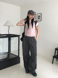 [UNISEX] Wells Pintuck Shirred Nylon Two-Way Long Wide Jogger Pants