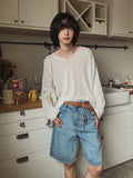 Crema linen V-neck knit
