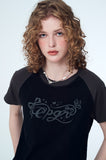 Ribbon Tail Crop Raglan Short Sleeve Tee
