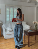 Folding Pocket Curved Damage Denim Pants