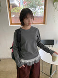 Hentoy Brushed Check Frill Layered Long Sleeve Tee