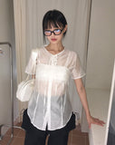 [2 sets!] Molene see-through bustier bra top set short-sleeved shirt