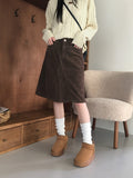 Ronin corduroy cut A-line midi skirt