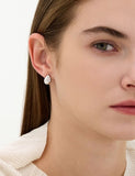 Champagne Moon Dew Drop Silver (W) Pave Earrings