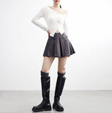 Laminet pocket pleated skirt