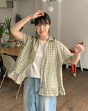 [BAONHAUS] Haseun Check Shirring Hood Jumper