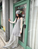 [SET] Binbeul Check Bandana Strap Layered Sleeveless One Piece