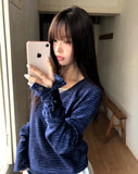 Sabine Stripe Color Matching V-Neck Long Sleeve Knit