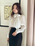 Neju Bling Satin Tie Blouse
