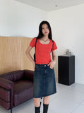 [MADE] Dear Basic Ribbed Square Neck Short Sleeve T-shirt
