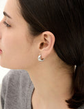 H Edition Silver (M) Matte Volume Hoop Earrings