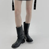 1089 Buckle Middle Boots (3 cm)