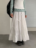 Zahini Ribbon Shirring Banding Long Skirt