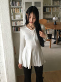 Shining Wool Ribbon Strap Punching Knit One Piece