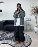 Rieki Washing Denim Hood Zip-Up