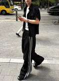 Silver Track Wave-Edge Wide Pants