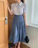 Mizel Pintuck Long Pleated Skirt